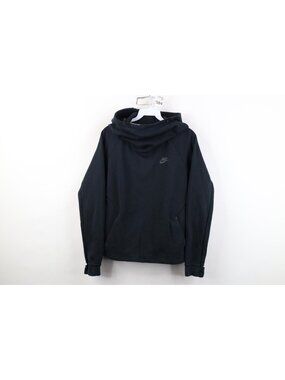 Nike Tech Fleece Womens Medium Faded Spell Out Funnel Hoodie Sweatshirt Black